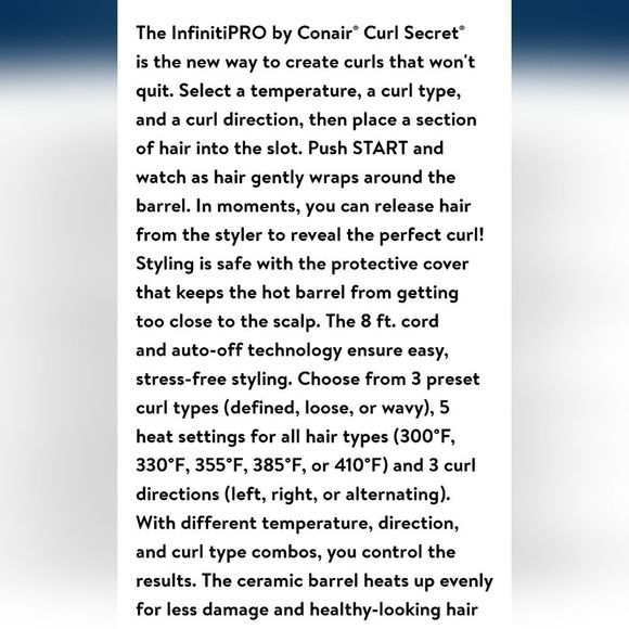 Conair Infiniti Pro Curl Secret Ceramic Auto Curler - Picture 13 of 15